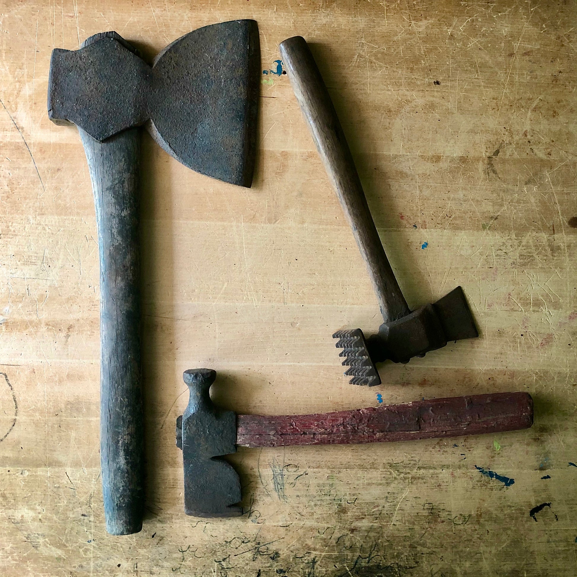 Primitive Antique Axe, Hammer and Hatchet Hand Tools (c.1900s)