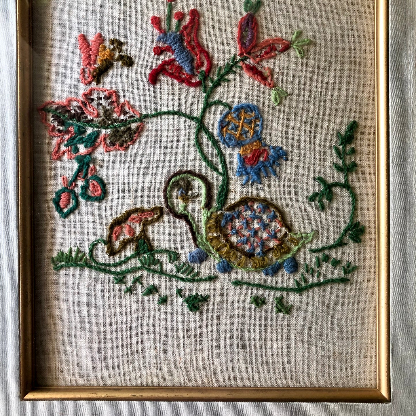 Mid Century Framed Floral Needlework Set (c.1960s)