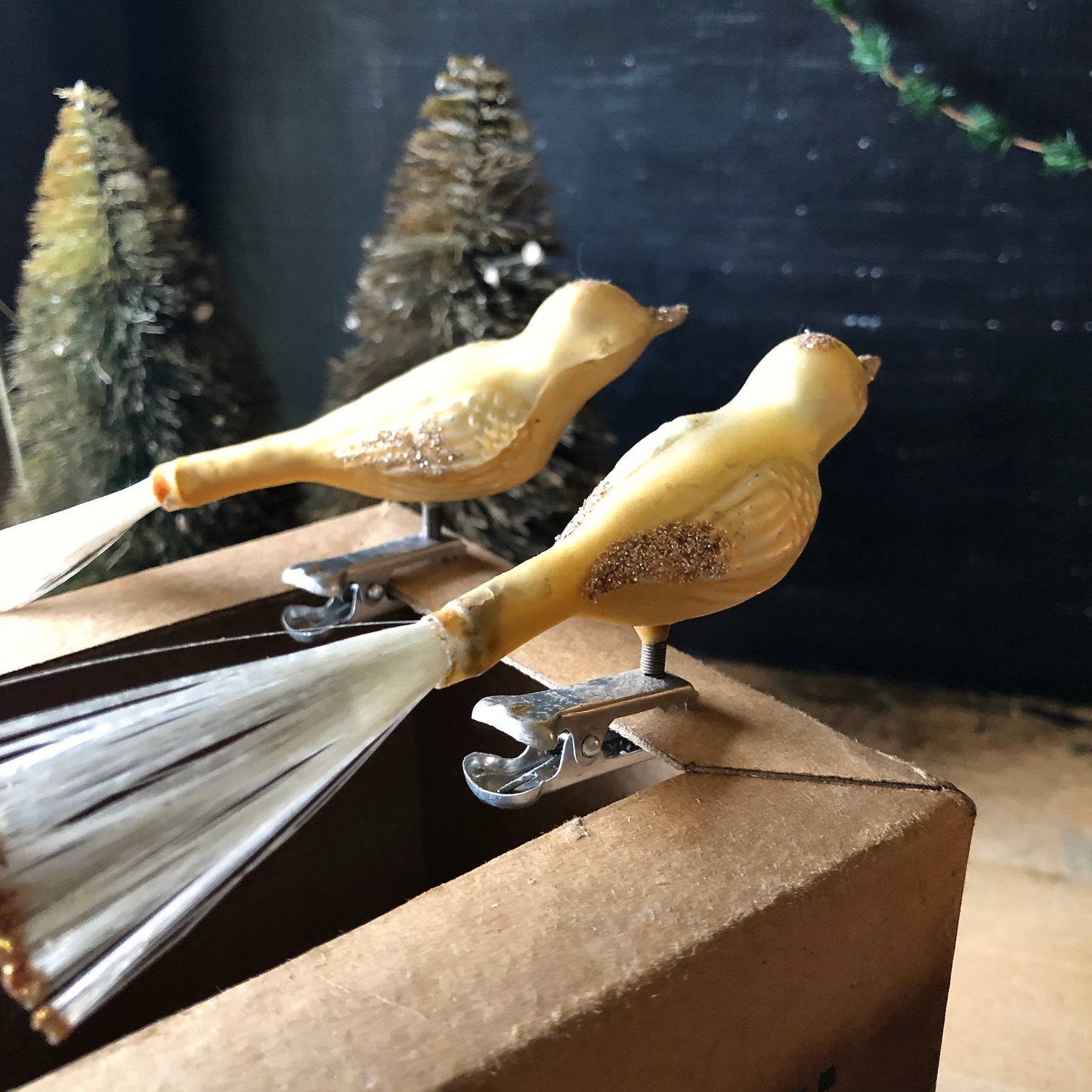 Vintage Christmas Tree Ornaments BIRDS Mercury Glass BIRD With