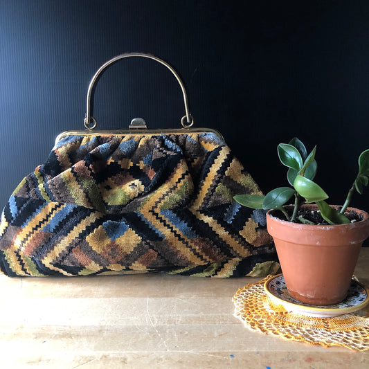 Vintage Woven Carpet Handbag (1960s)