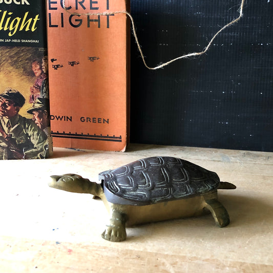 Vintage Brass Turtle Trinket Box (c.1970s)