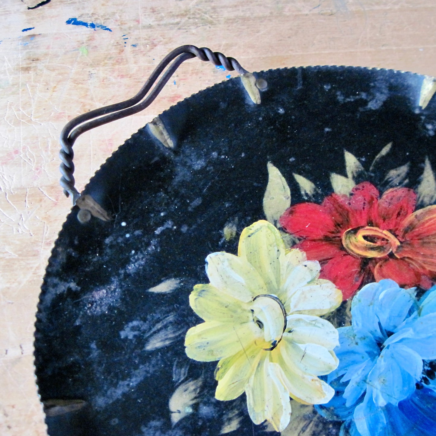 Round Metal Toleware Tray (c.1950s)