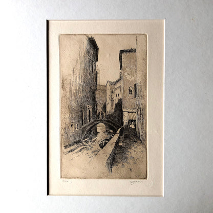 Vintage Etching of Venice Canal by Dan Graves (c.1970)