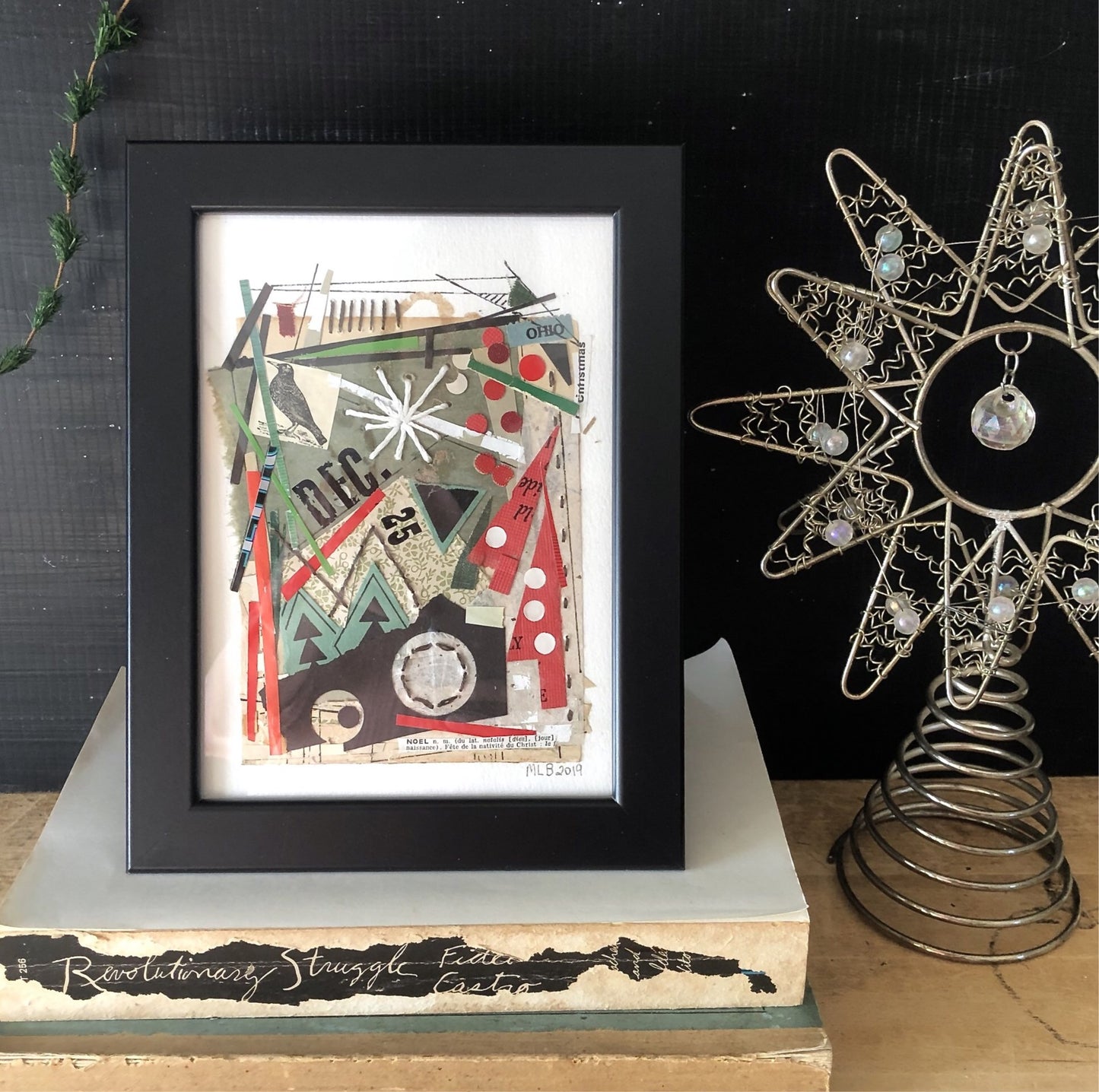 Christmas Paper Collage Art Made From Old Books