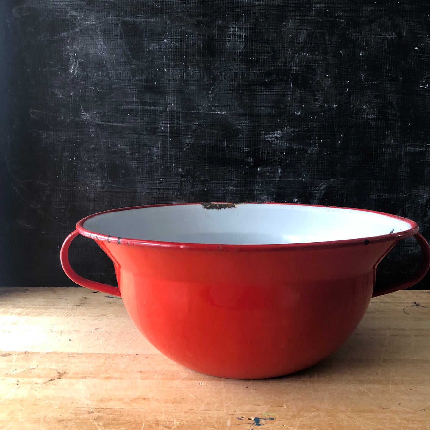 Vintage European Red Enamel Harvest Bowl (c.1940s)