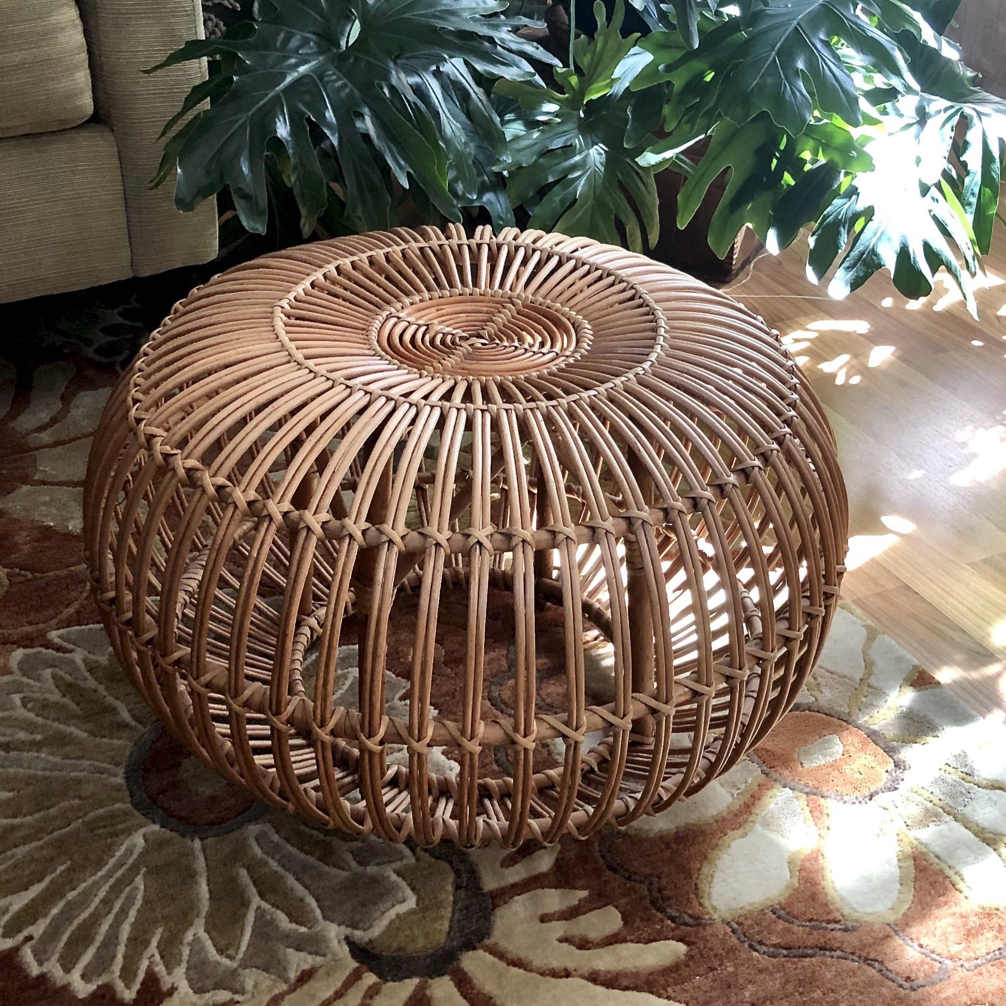 Wicker pouf deals