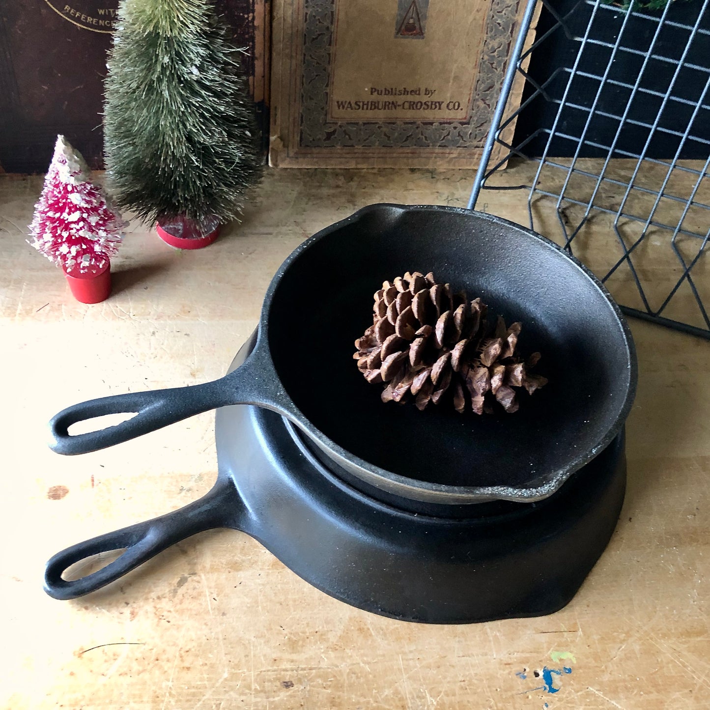 Vintage Lodge Cast Iron Skillets, Set of Two