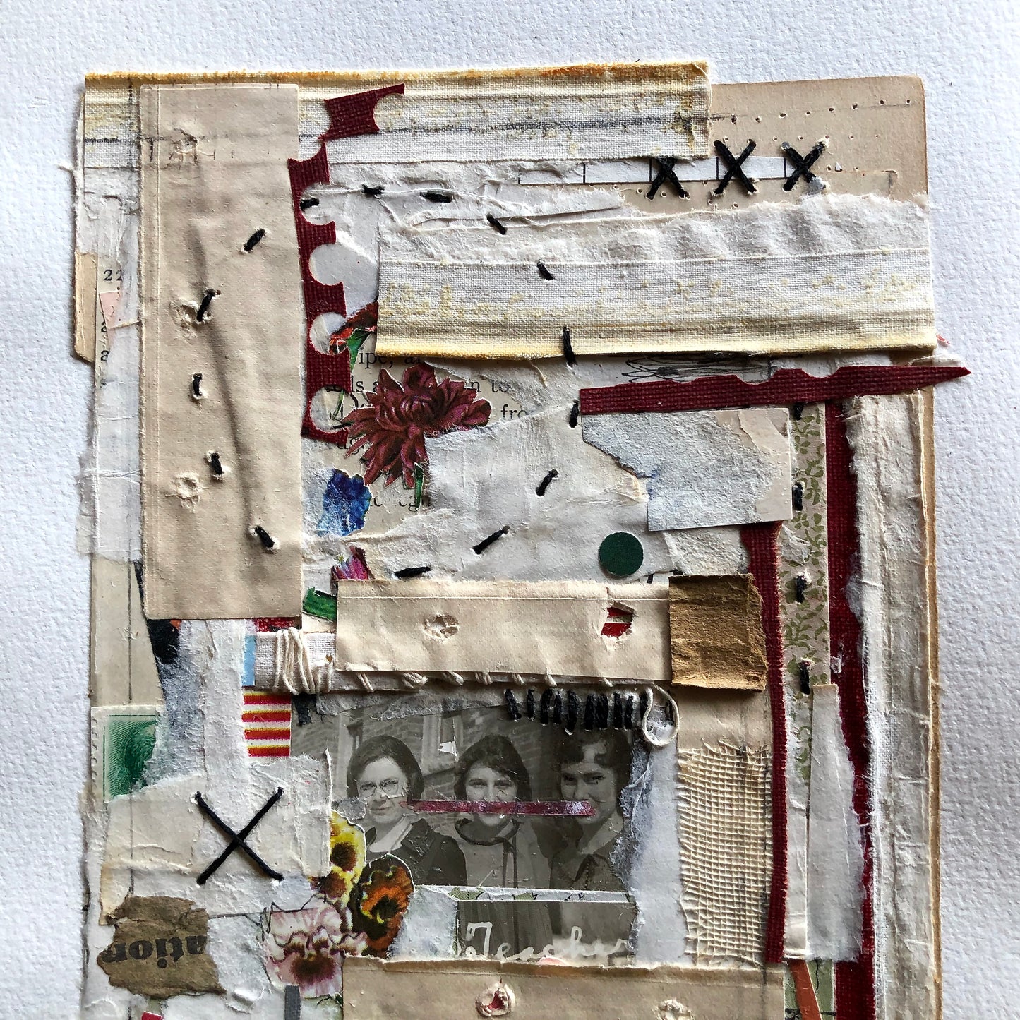 Layered Vintage Paper Art Collage, 'Teachers'