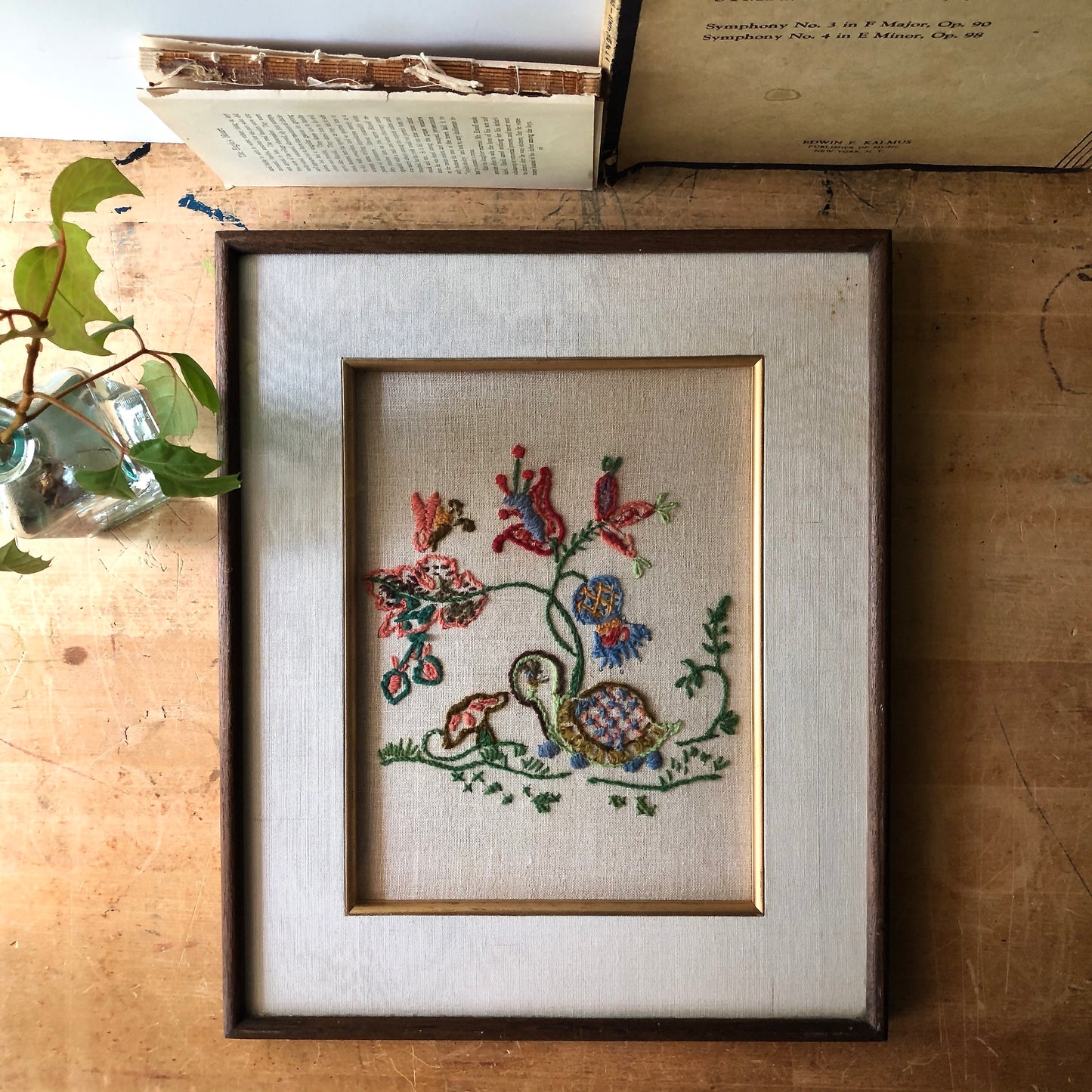 Mid Century Framed Floral Needlework Set (c.1960s)