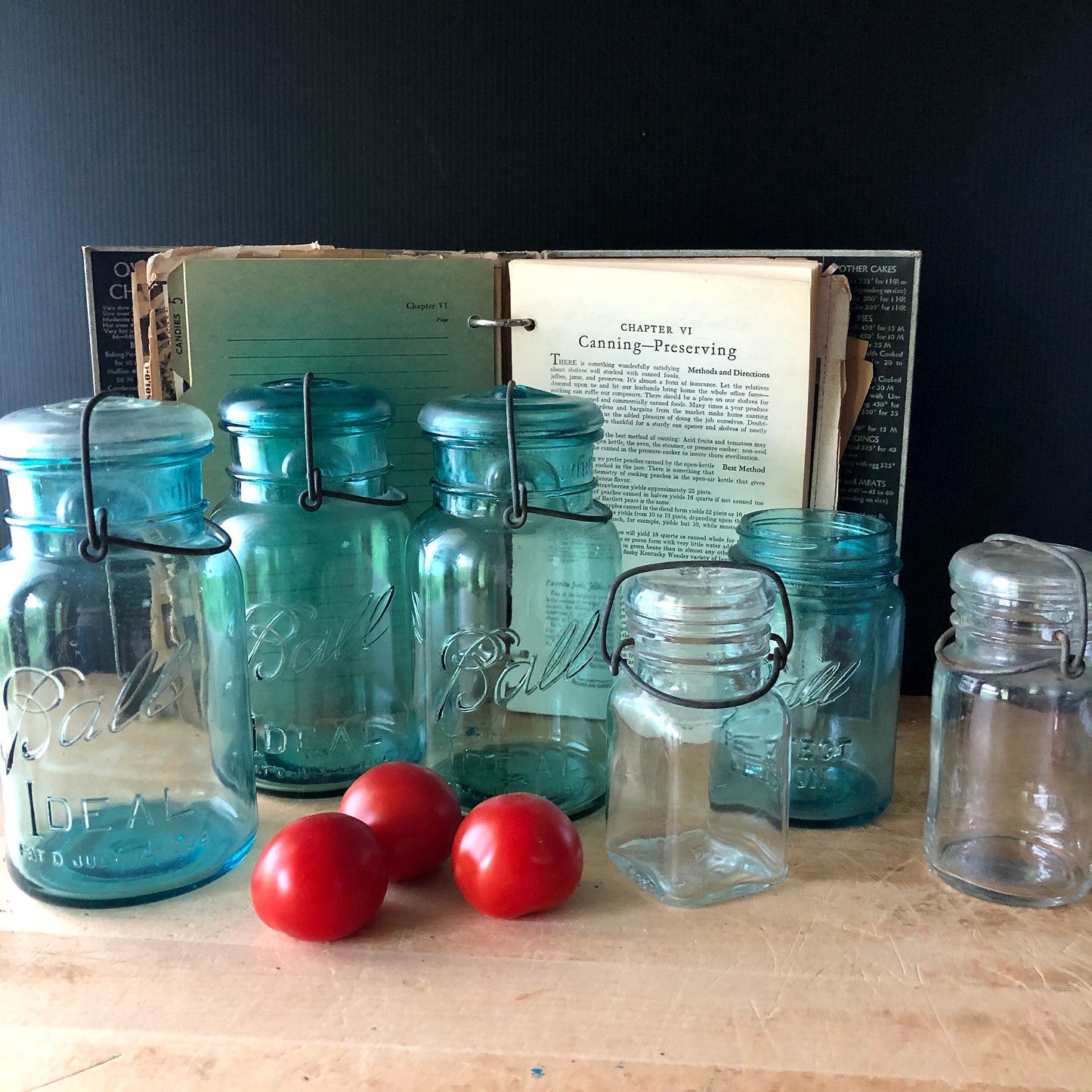 Antique Blue Ball Mason Canning Jars (c.1920s)