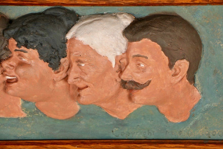 Framed Chalkware Folk Art Sculpture 'It Is To Laugh' (c.1900s)