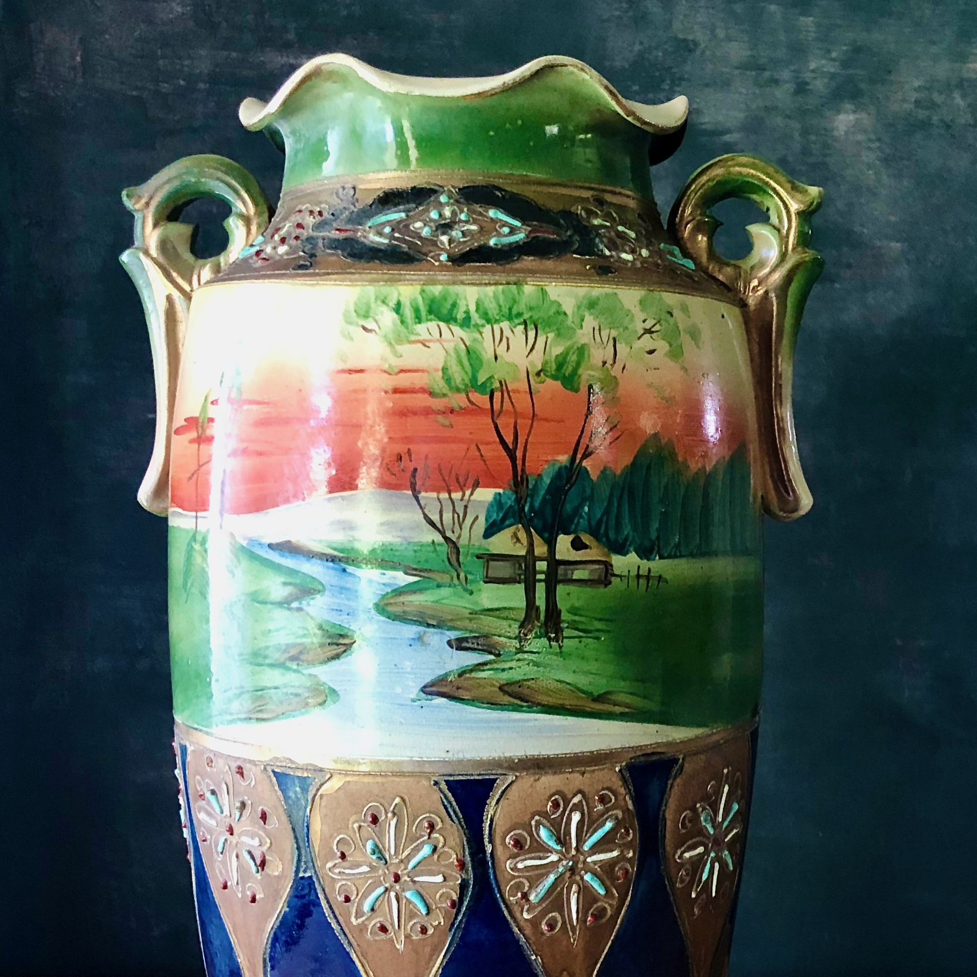 Huge Antique ESO Nippon Hand Painted Vase (c.1800s)