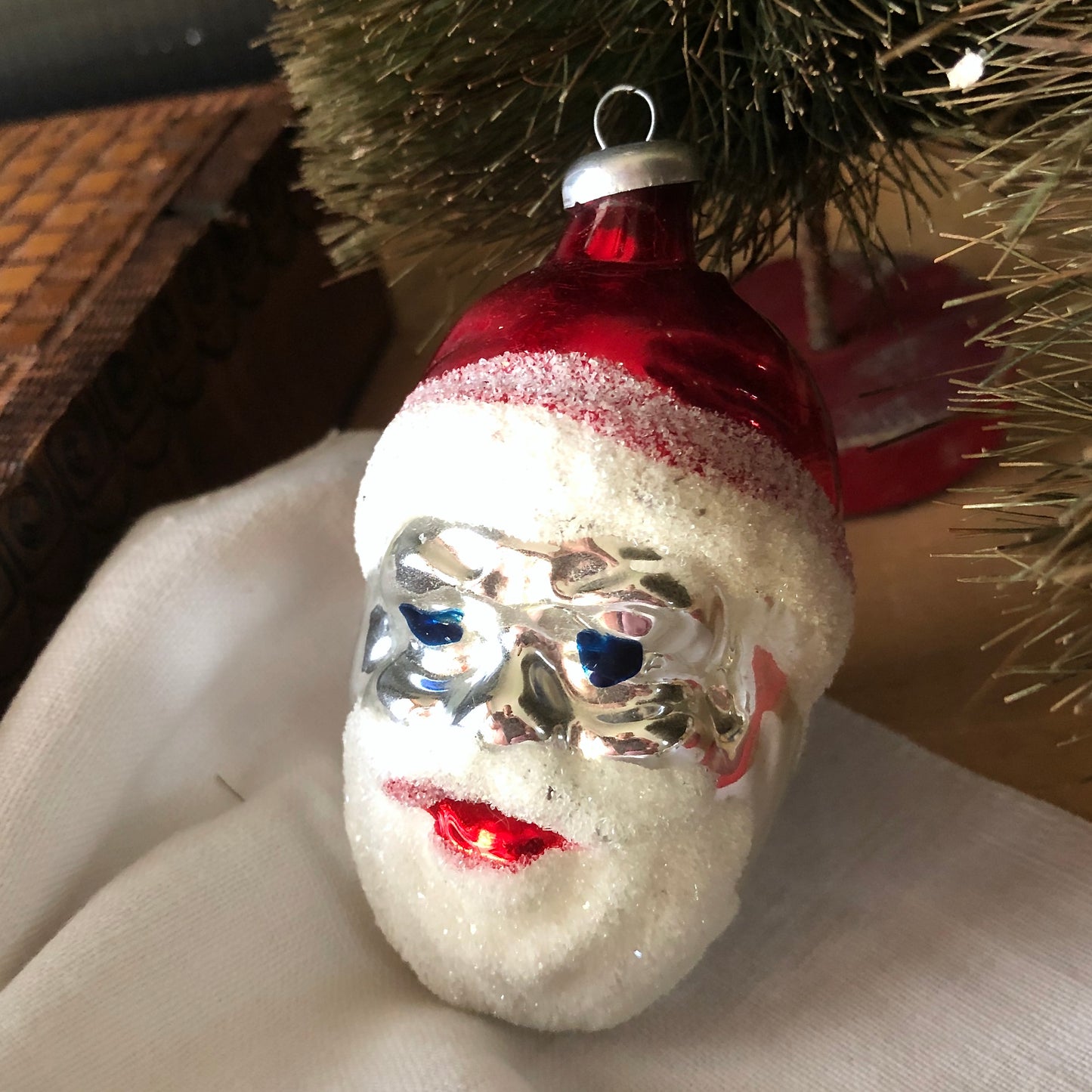 Vintage Santa Head Ornament Trio