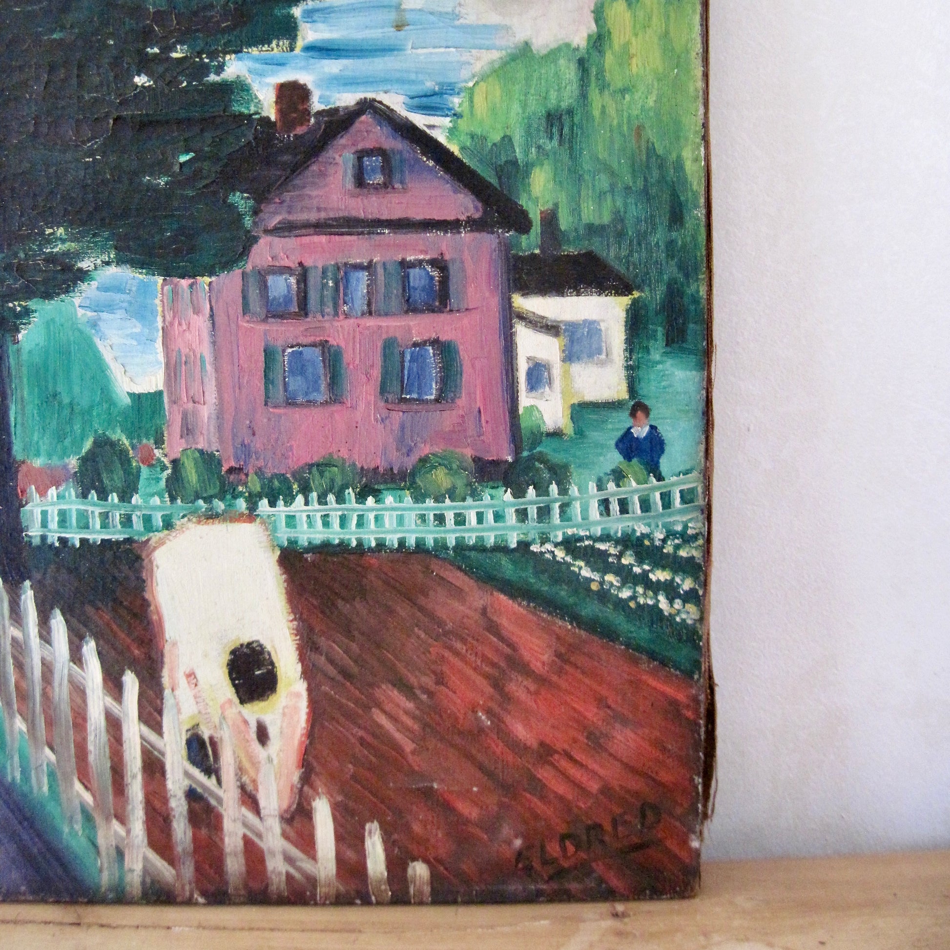 Oil Painting of Homestead Scene by Thomas B. Eldred (c.1930s)