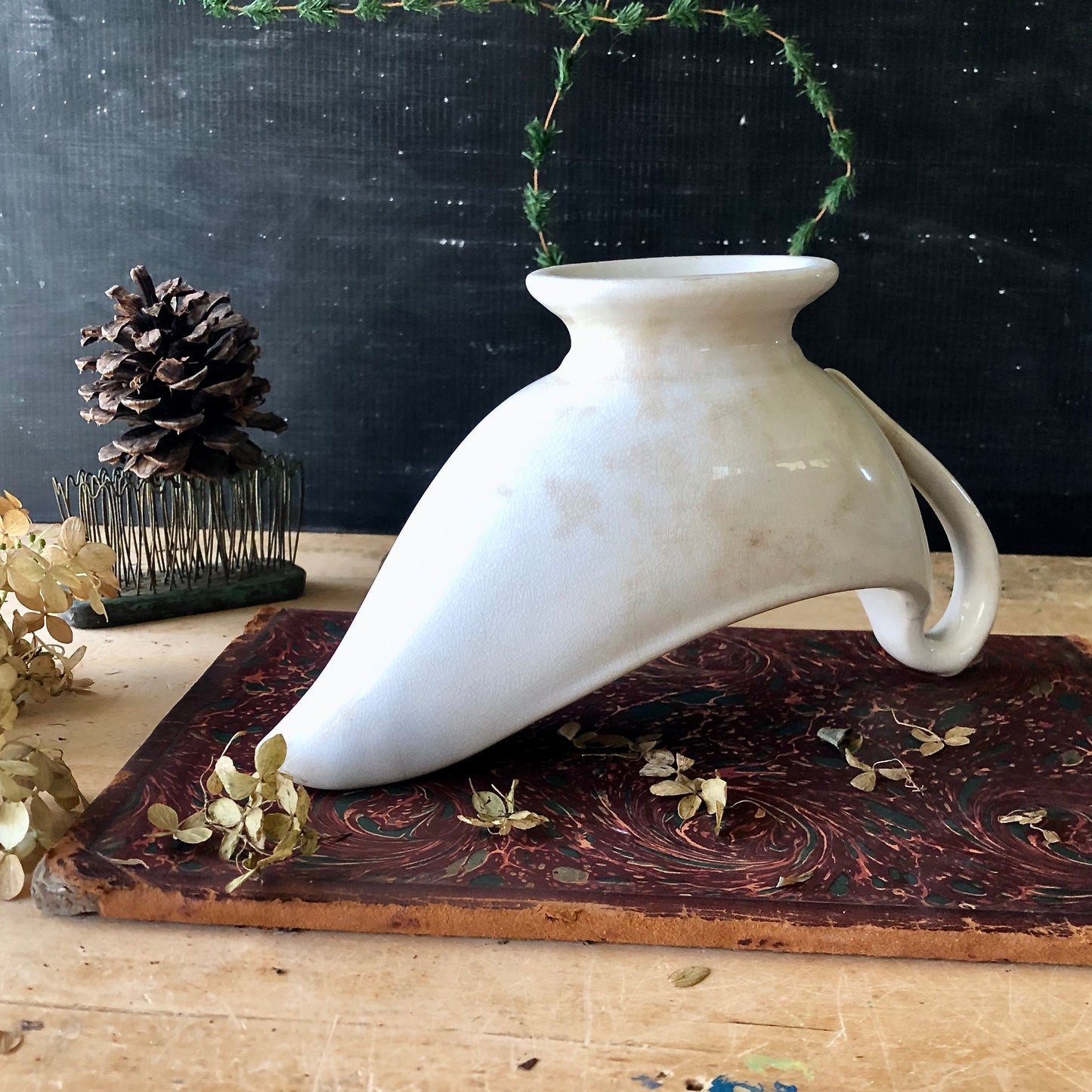 Antique Ironstone Farmhouse Gravy Boat (c.1800s)