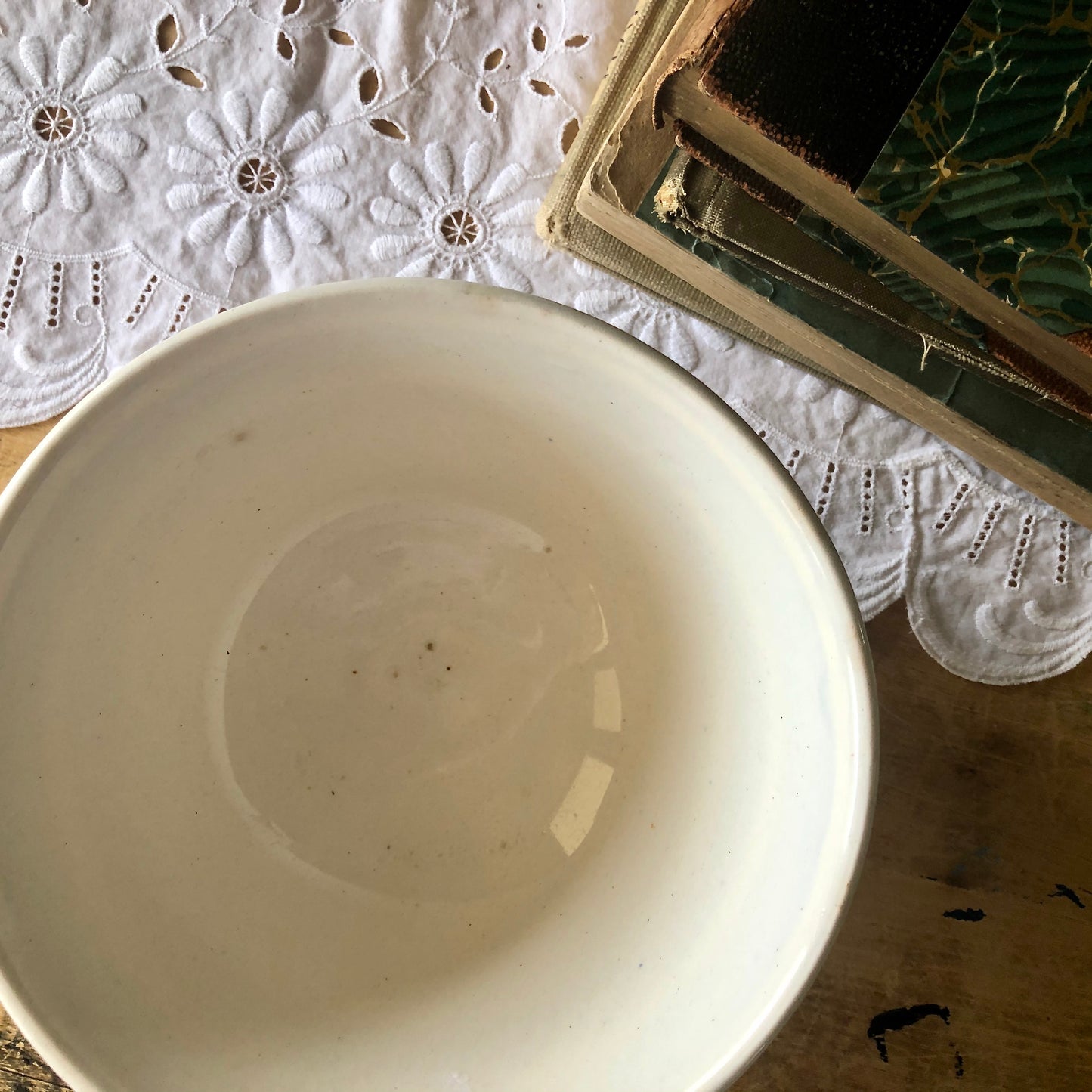 English Blue Striped Earthenware Bowl (c.1930s)