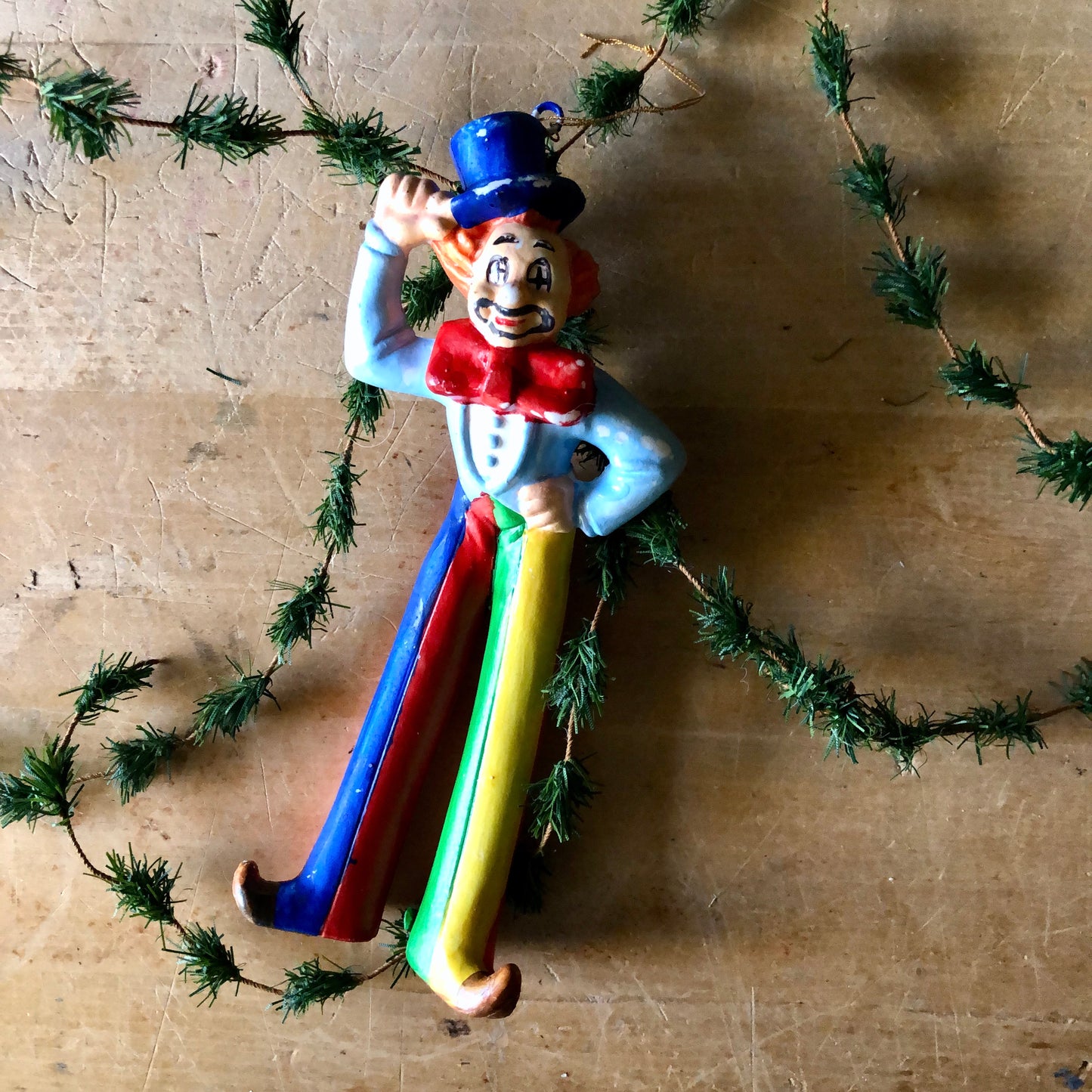 Vintage Silvestri Plastic Clown Ornaments (c.1950s)