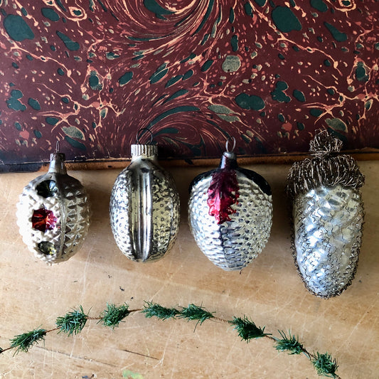 Antique Mercury Glass Pine Cone Ornaments (c.1920s)