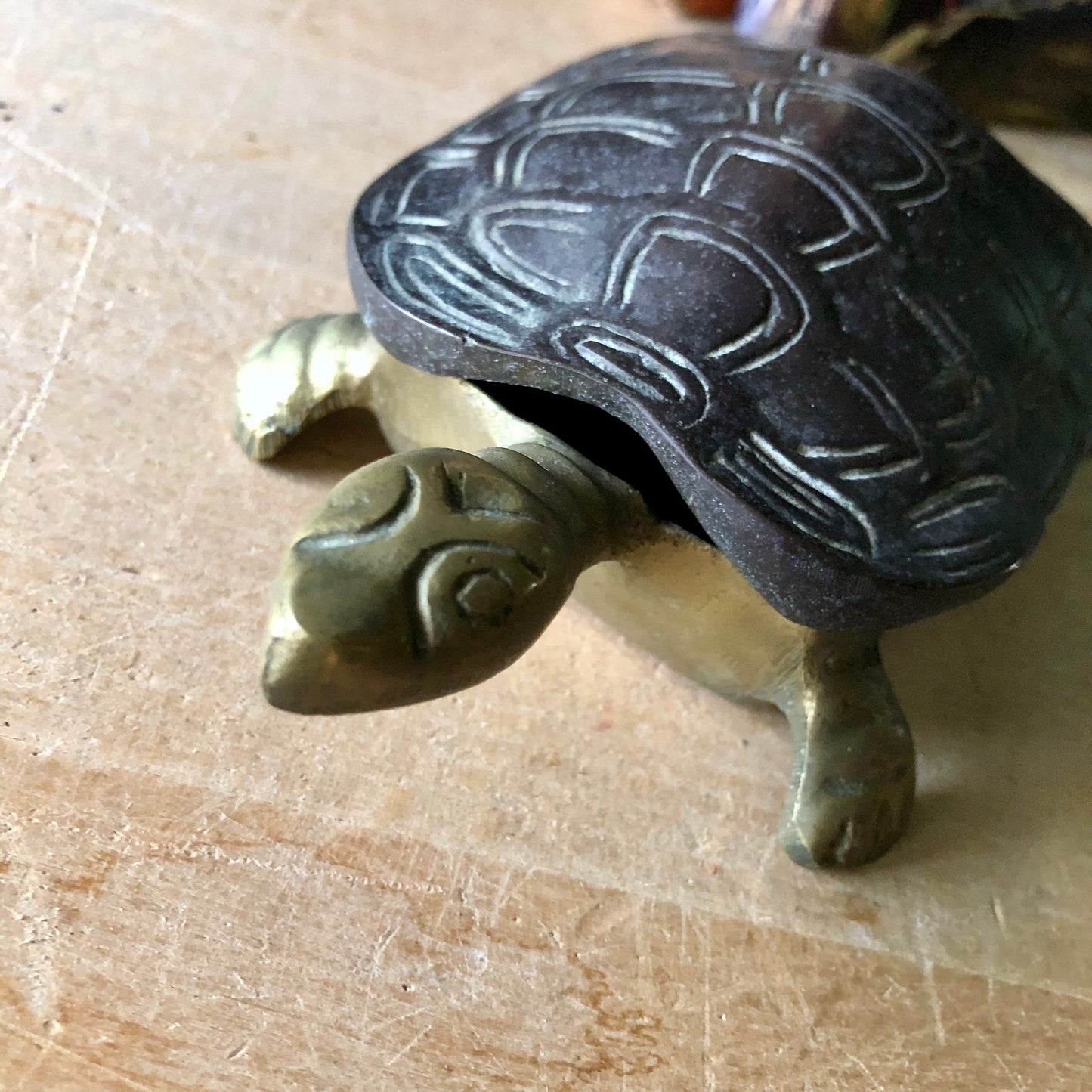 Vintage Brass Turtle Trinket Box (c.1970s)