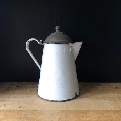 White Graniteware Coffee Pot