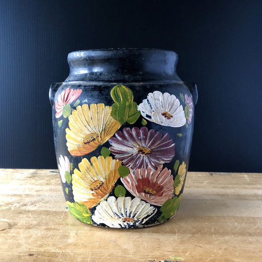 Vintage Black Floral Ransburg Cookie Jar (c.1940s)
