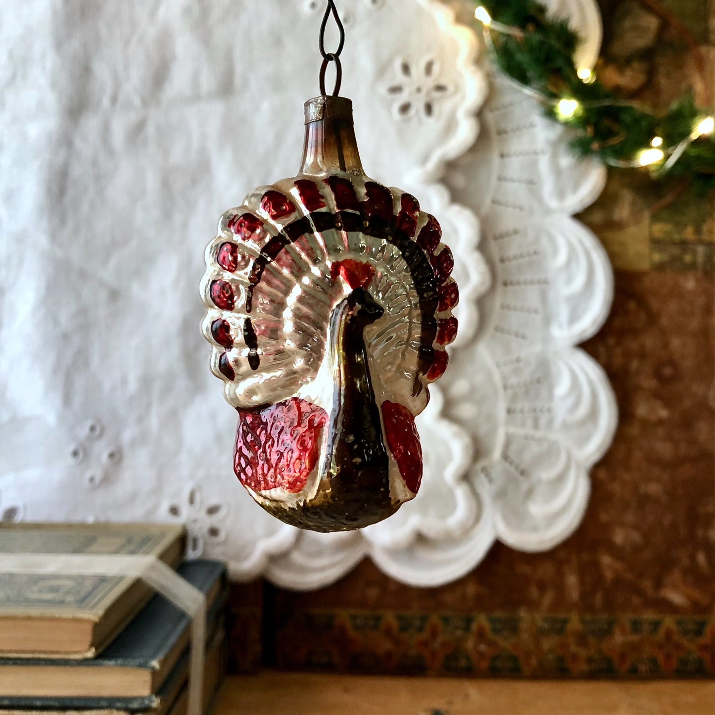 Antique Figural Glass Peacock Ornament (c.1930s)