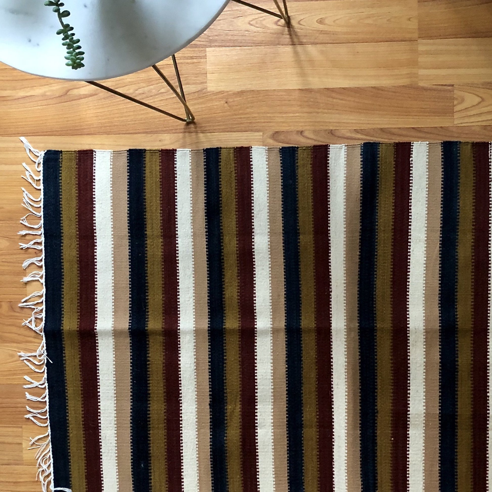 Vintage Striped Wool Kilim Rug (c.1980s)