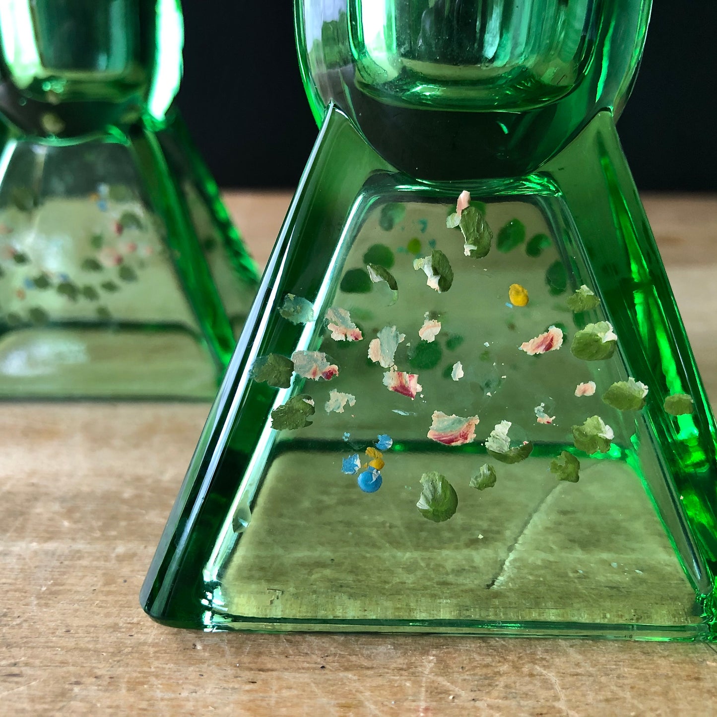 Green Depression Glass Collection with Uranium Glass (c.1930s)