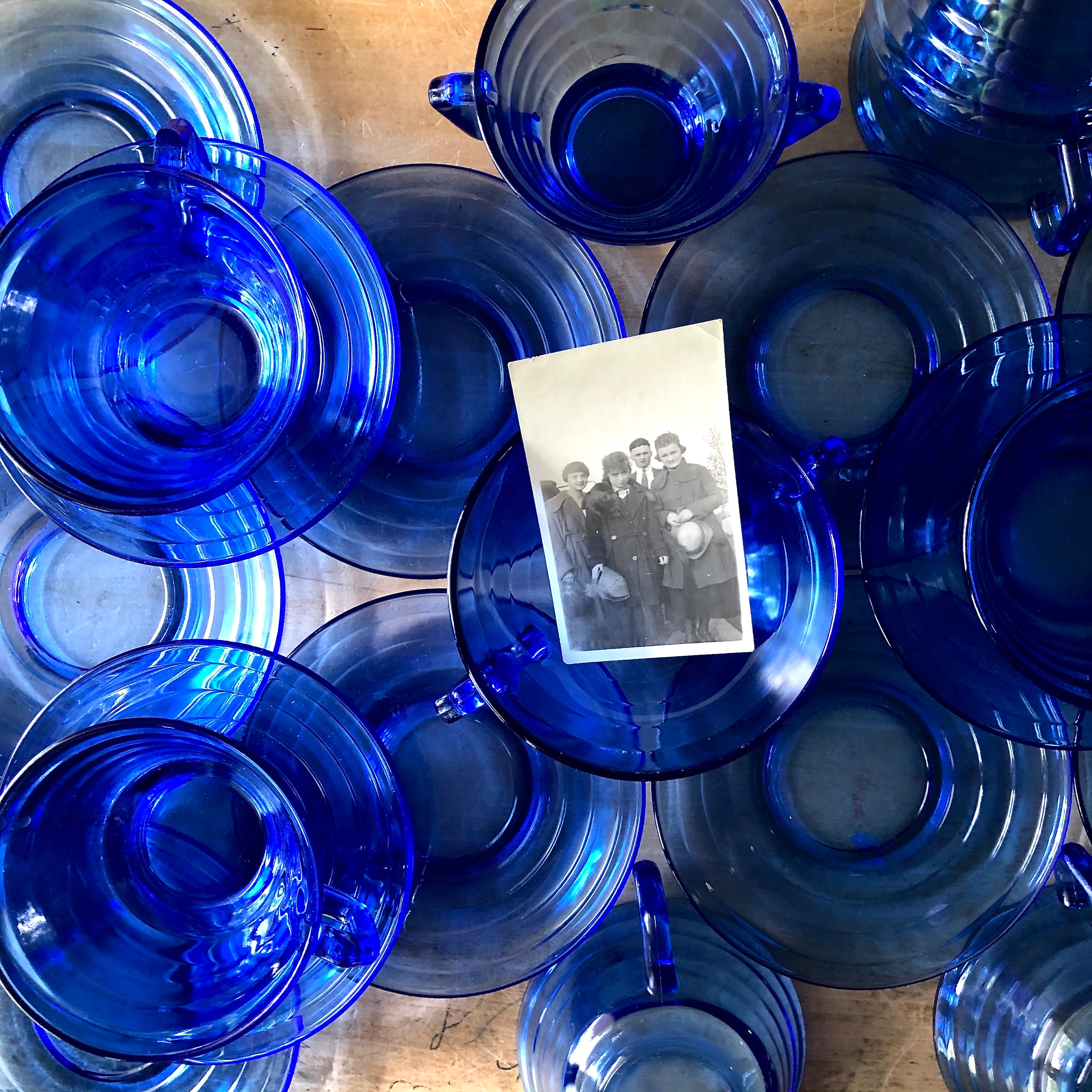 Vintage Hazel Atlas on sale Set of 8 Cobalt Blue Depression Glass - C. 1930's