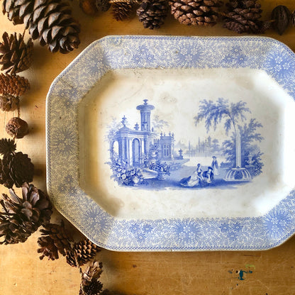 Antique Blue Transferware Platter (c.1800s)