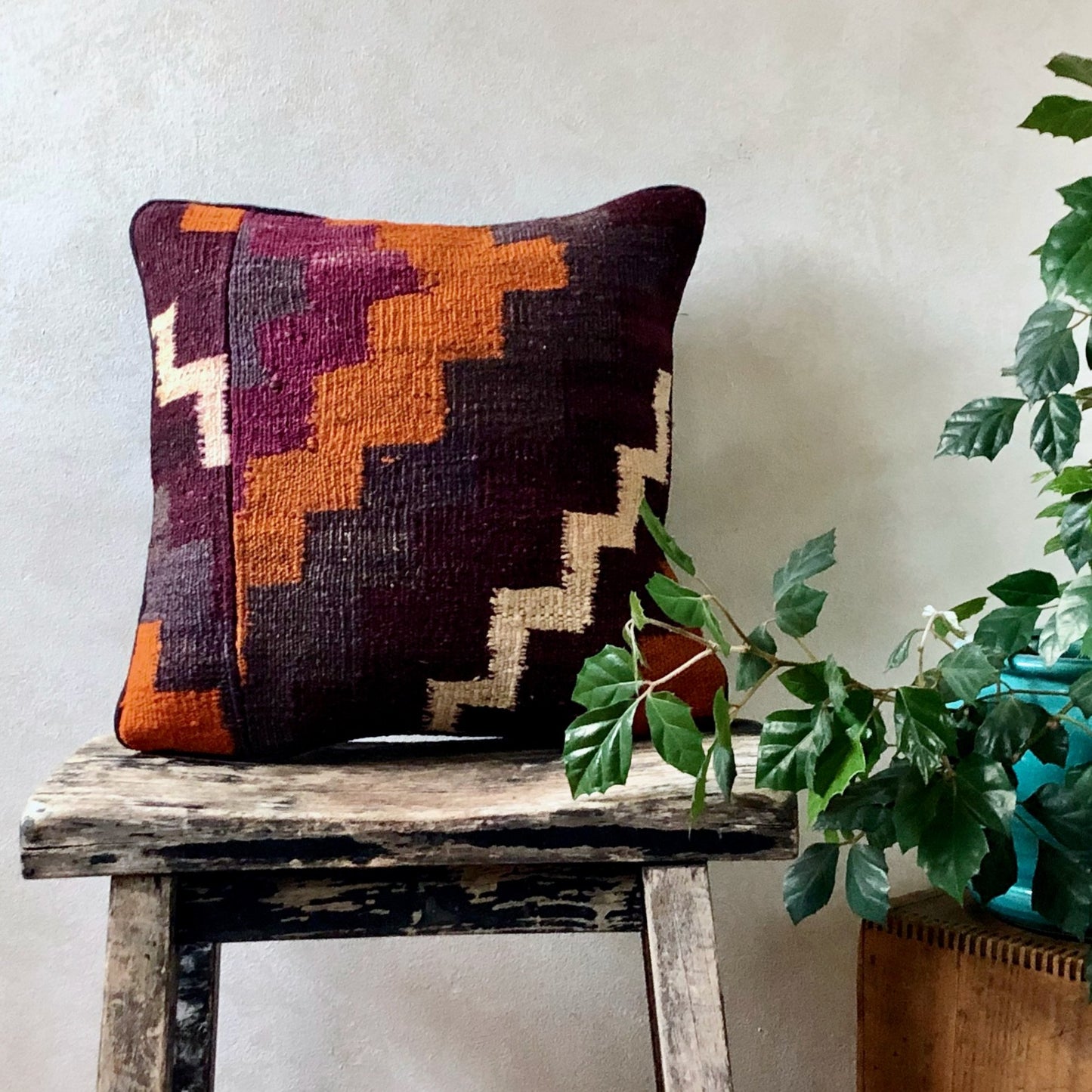 Vintage Kilim Zig Zag Accent Pillow