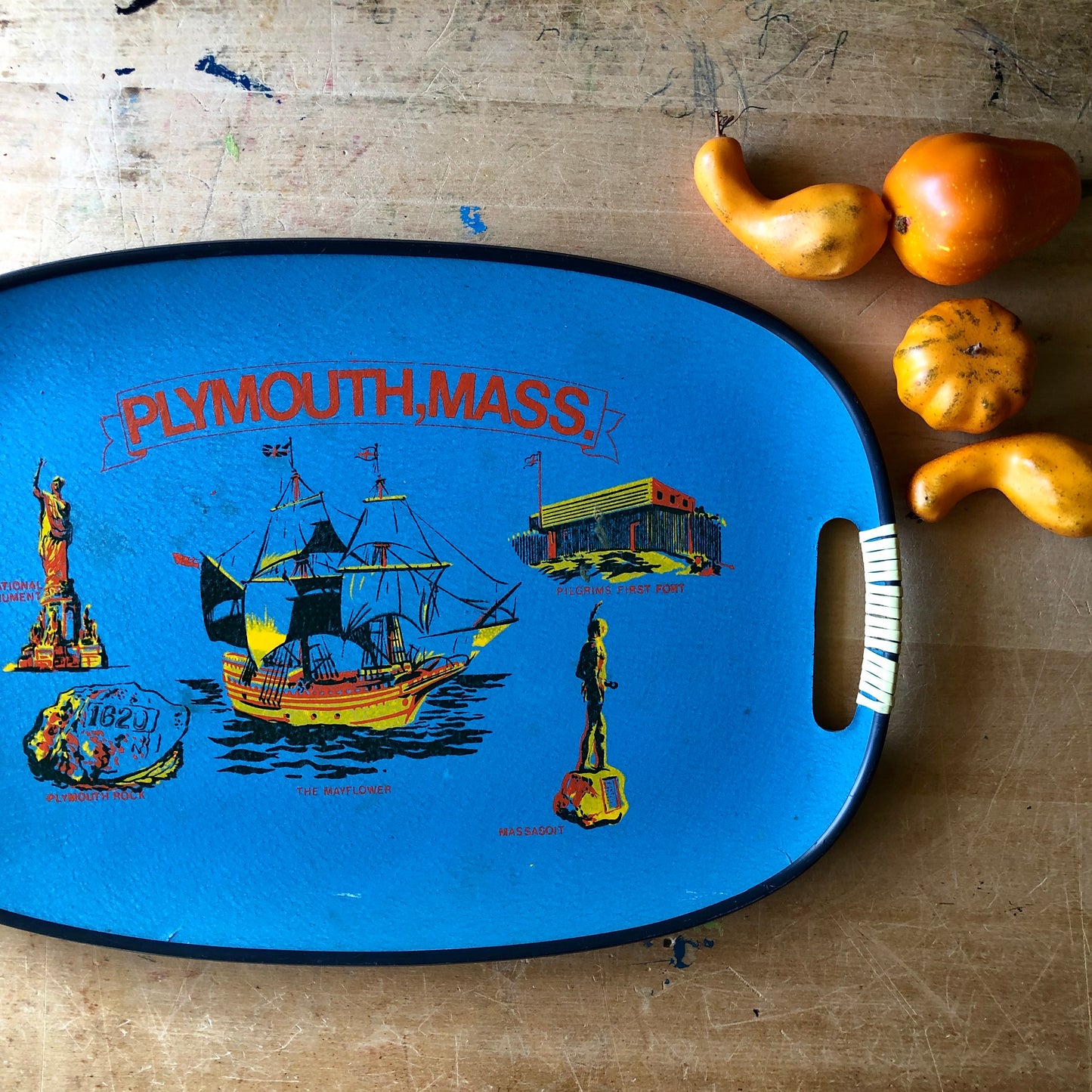 Mid Century Mayflower Thanksgiving Tray (c.1960s)