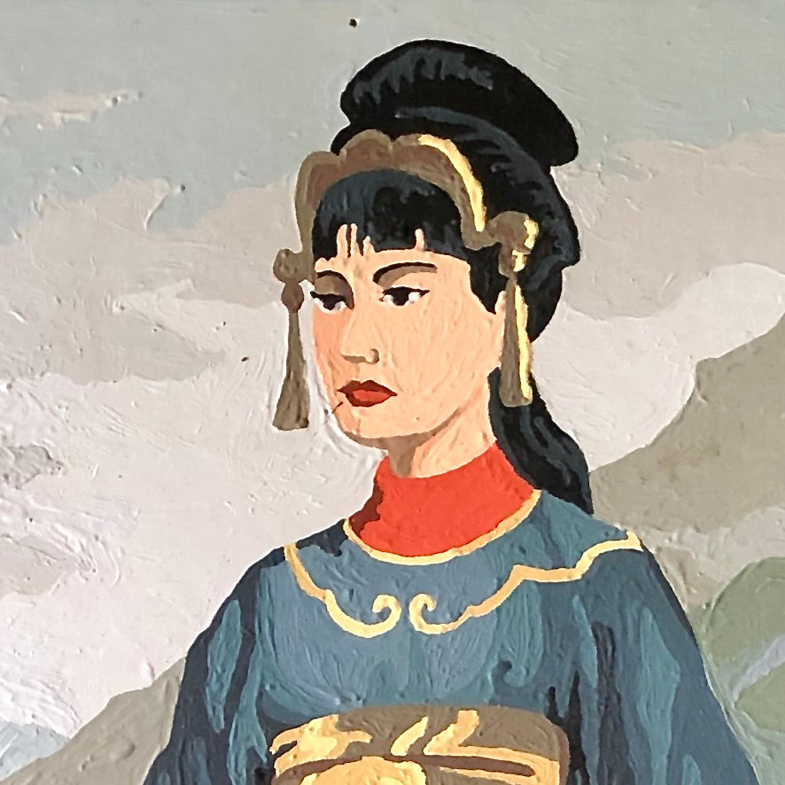 Two Vintage Paint By Numbers of Japanese Geisha Women (1960s)