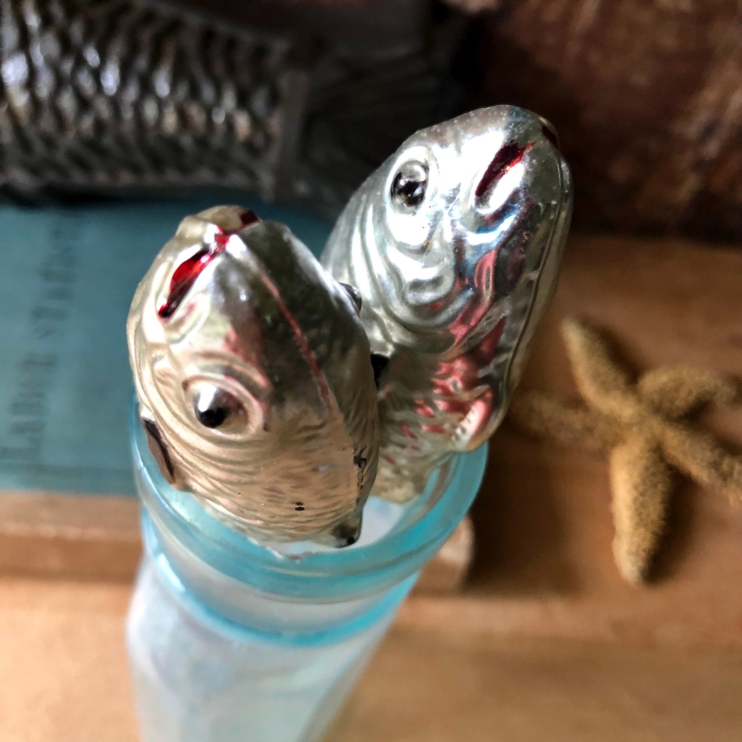 Antique German Mercury Glass Fish Ornaments (1900s)