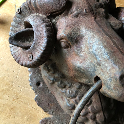 Antique Cast Iron Ram's Head Door Knocker (c.1900s)