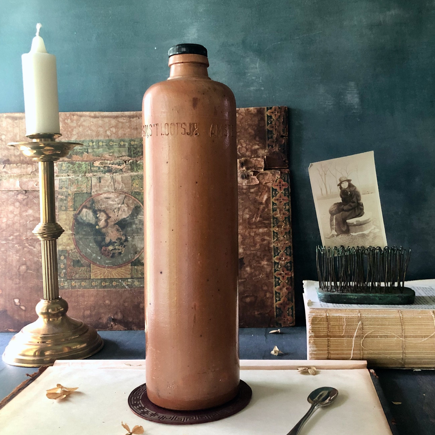 Antique Stoneware Gin Bottle from Erven Lucas Bols (c.1800s)