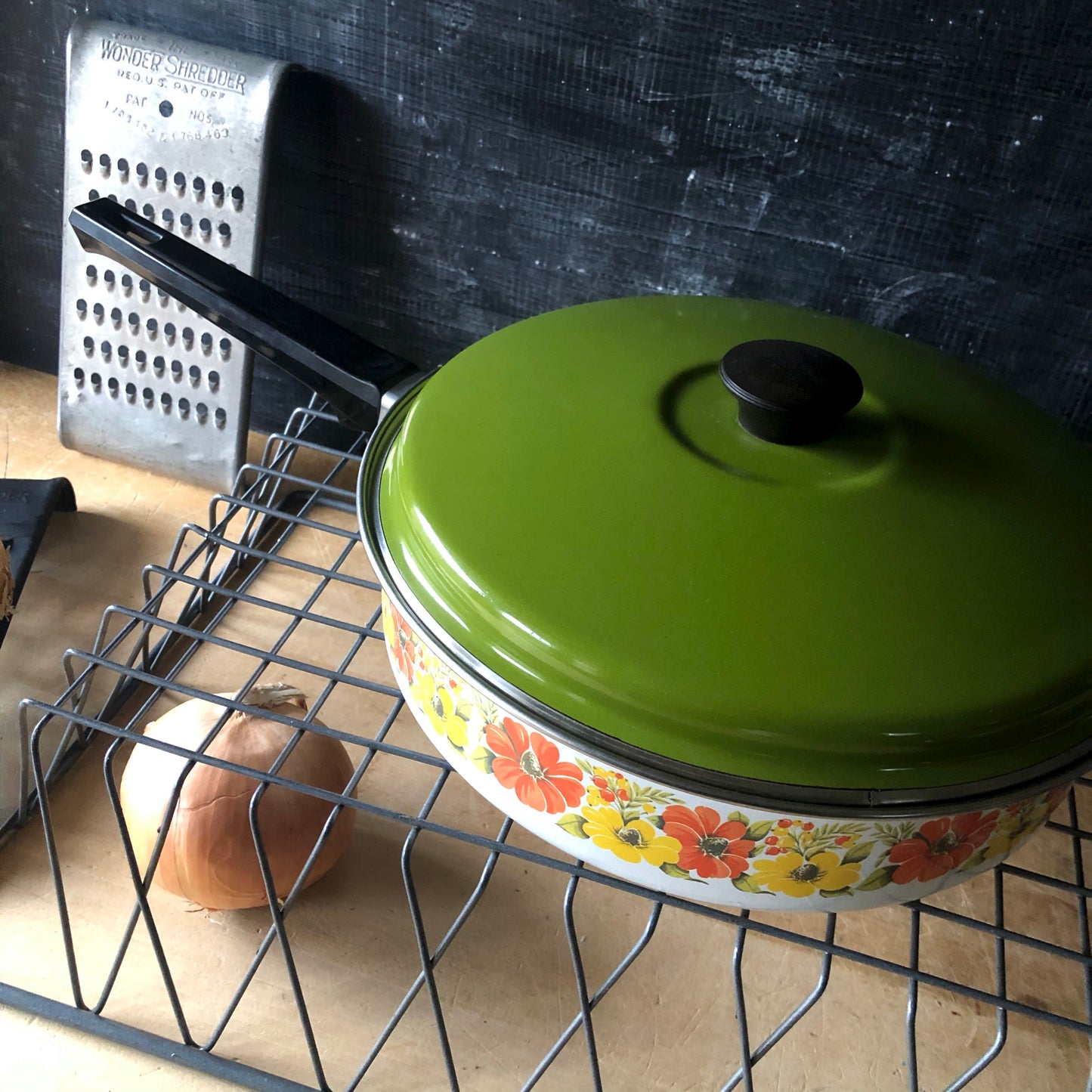 Retro Floral Enamel Cookware Set (c.1970s)