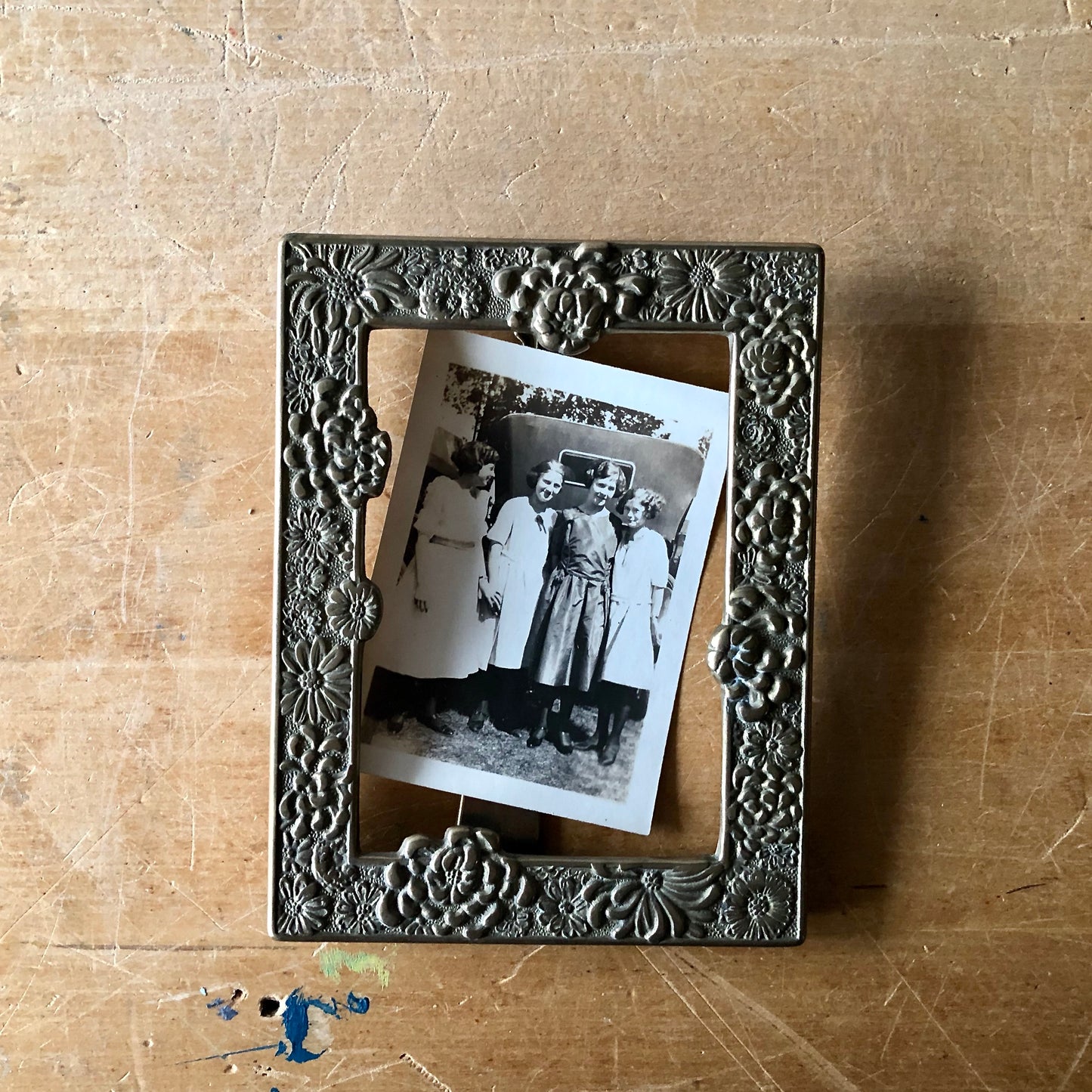 Antique Brass Tabletop Photo Frame (c.1900s)