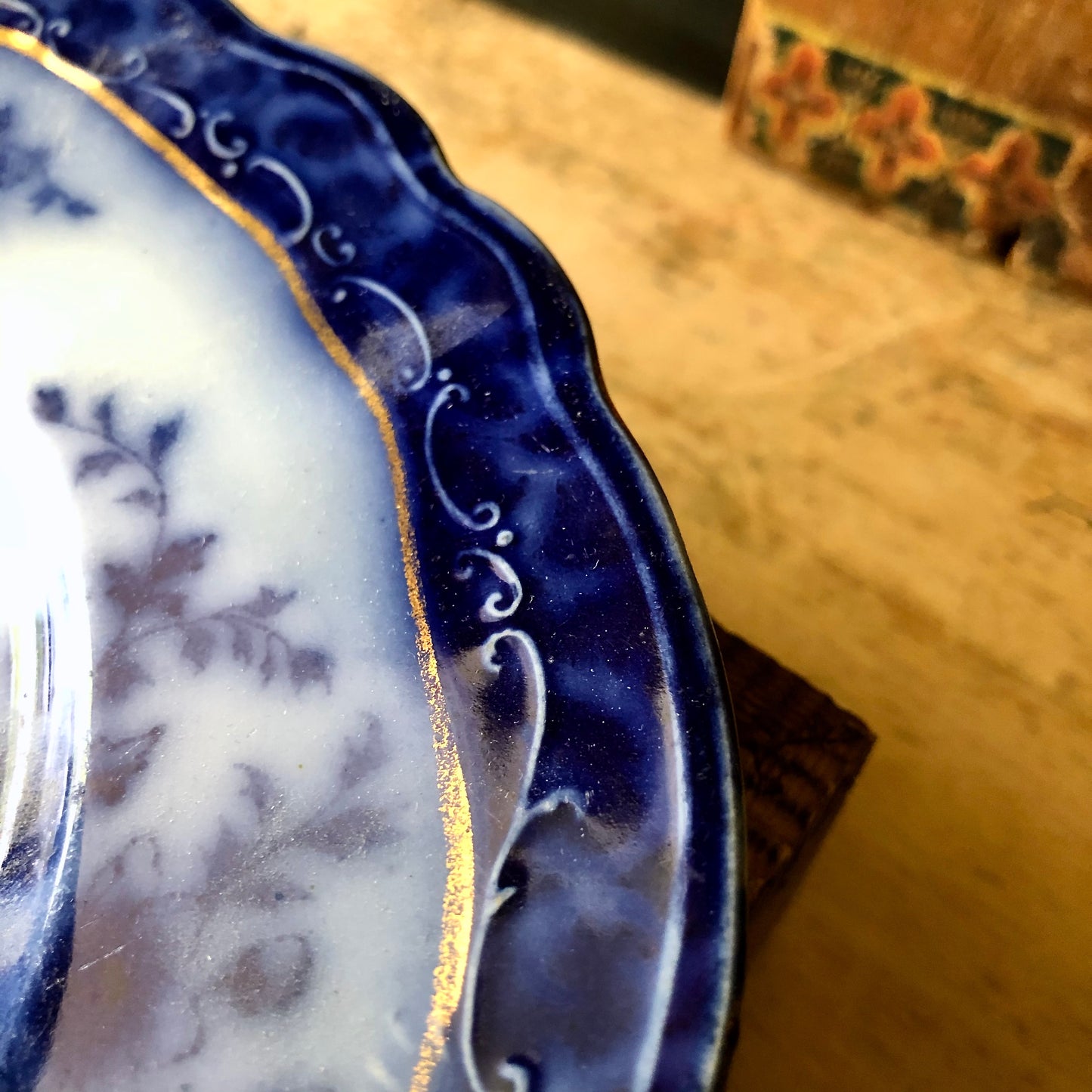 Antique Flow Blue Touraine Plates (c.1800s)