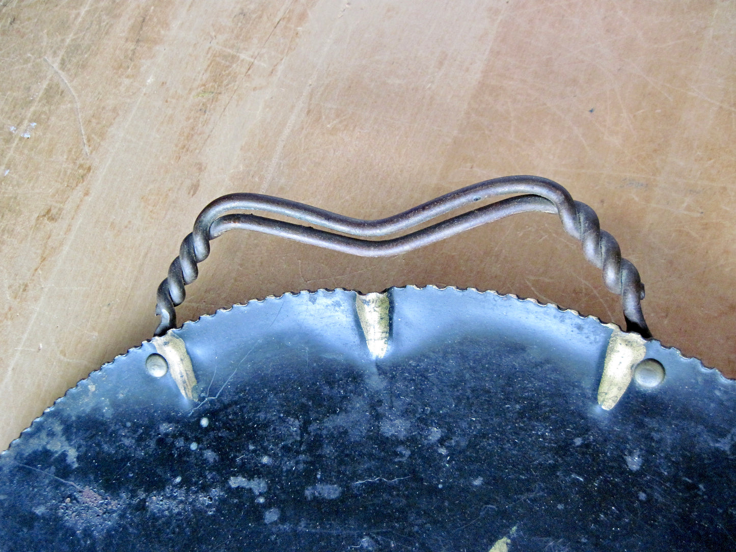 Round Metal Toleware Tray (c.1950s)