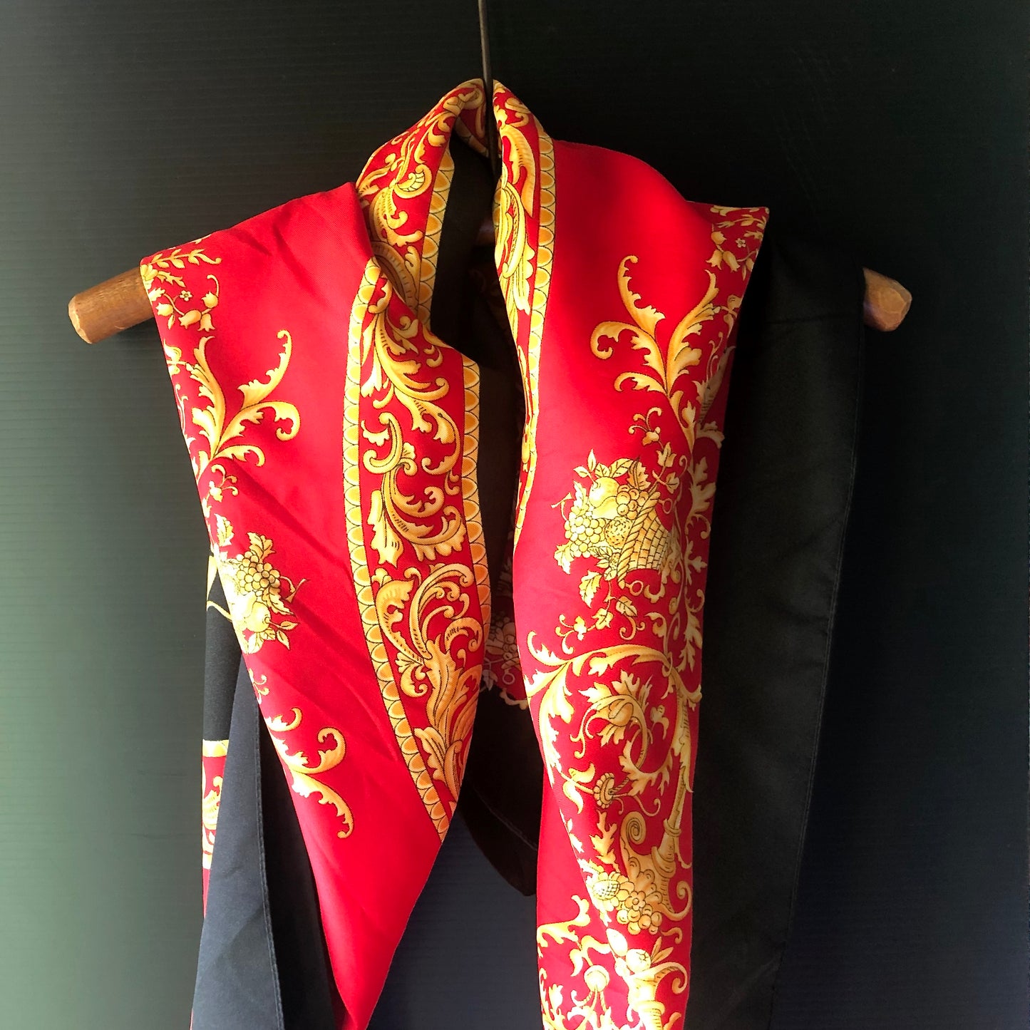 Red and Black Silk Medallion Scarf (c.1980s)