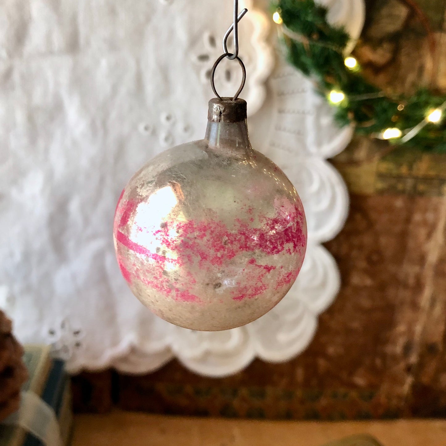 Antique Pink Glass Christmas Ornaments (c.1900s)