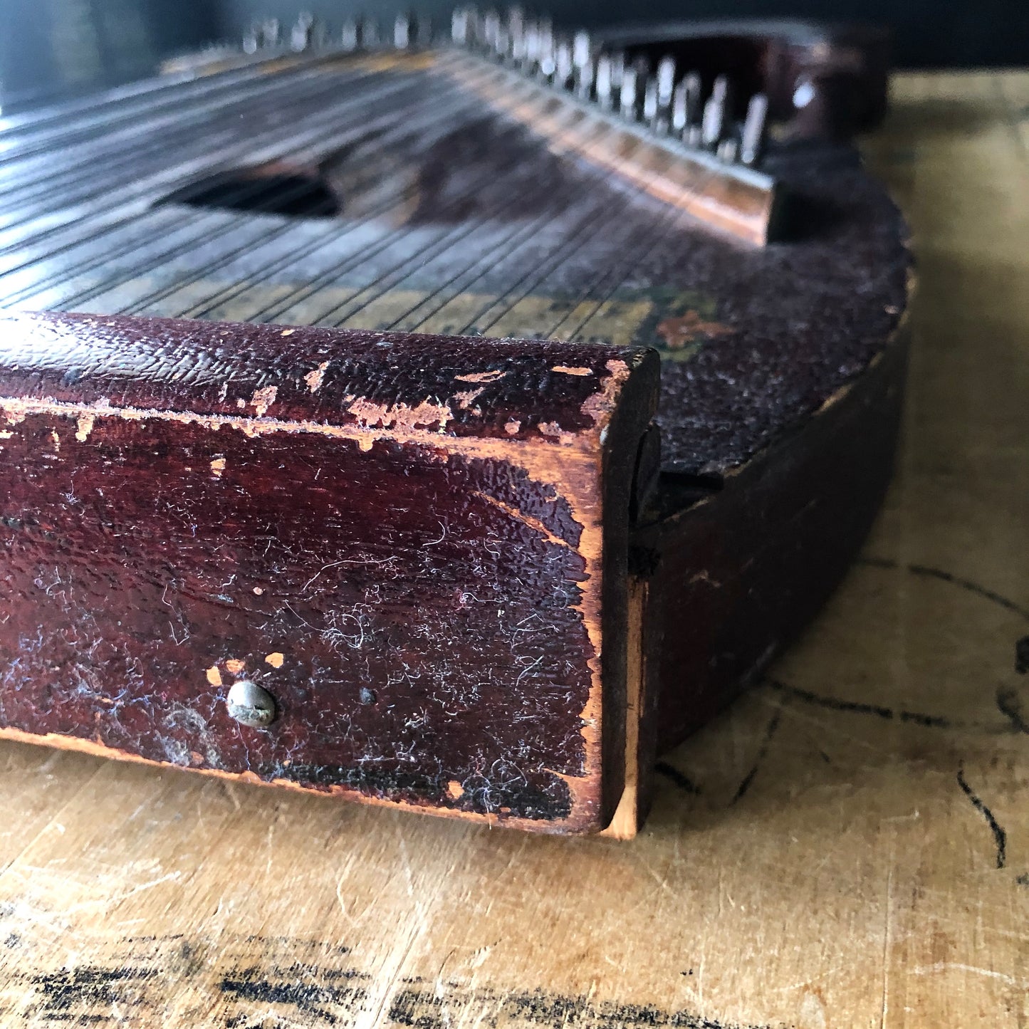 Antique Zither Instrument with Eagle Emblem (c.1920s)