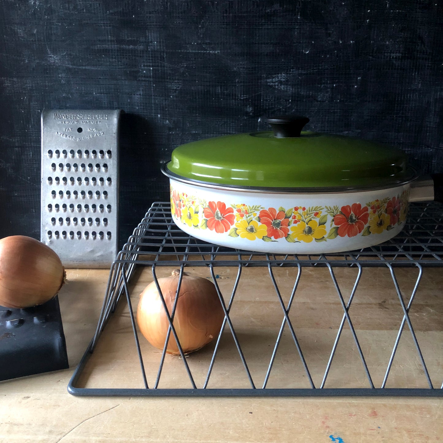 Retro Floral Enamel Cookware Set (c.1970s)