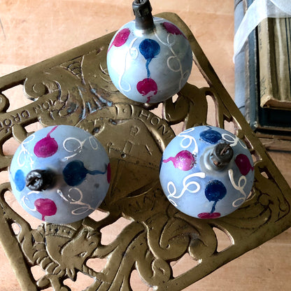 Vintage Hand Painted Blown Glass Ornaments (c.1940s)