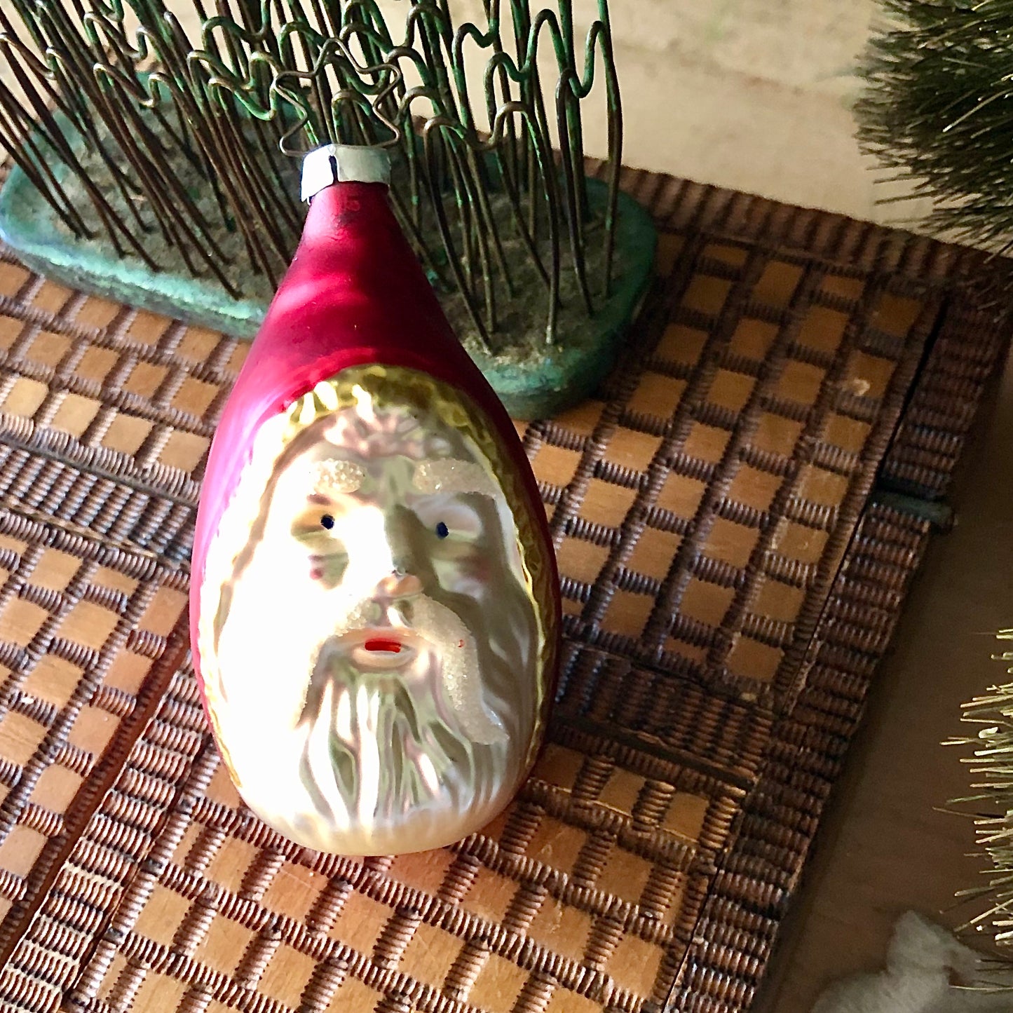 Vintage Santa Head Ornament Trio