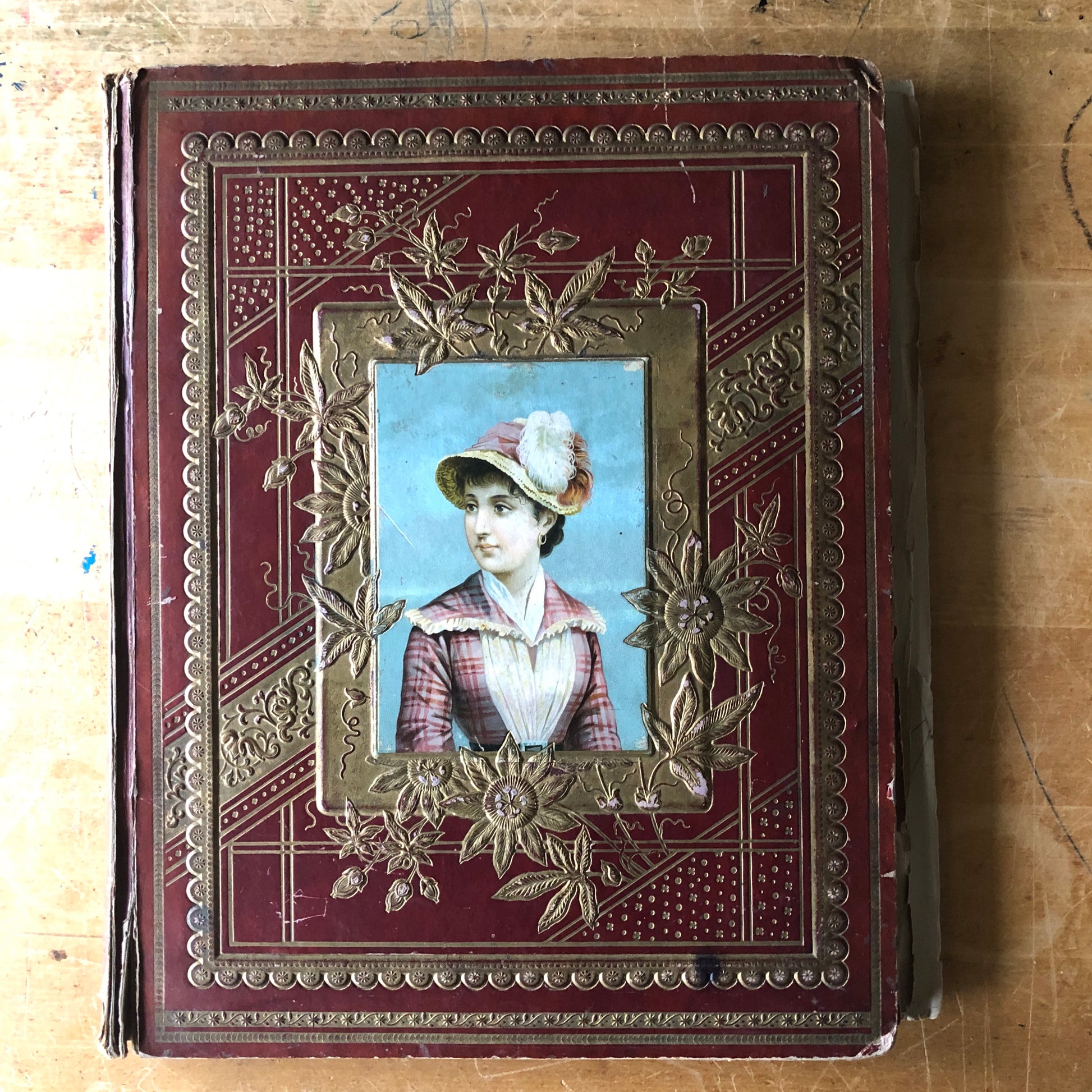 Antique Victorian Scrapbook w/ Calling Cards, Die-Cuts, Etc. (c.1800s)
