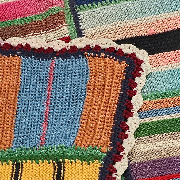 Cottage Style Crocheted Wool Patchwork Afghan (c.1900s)