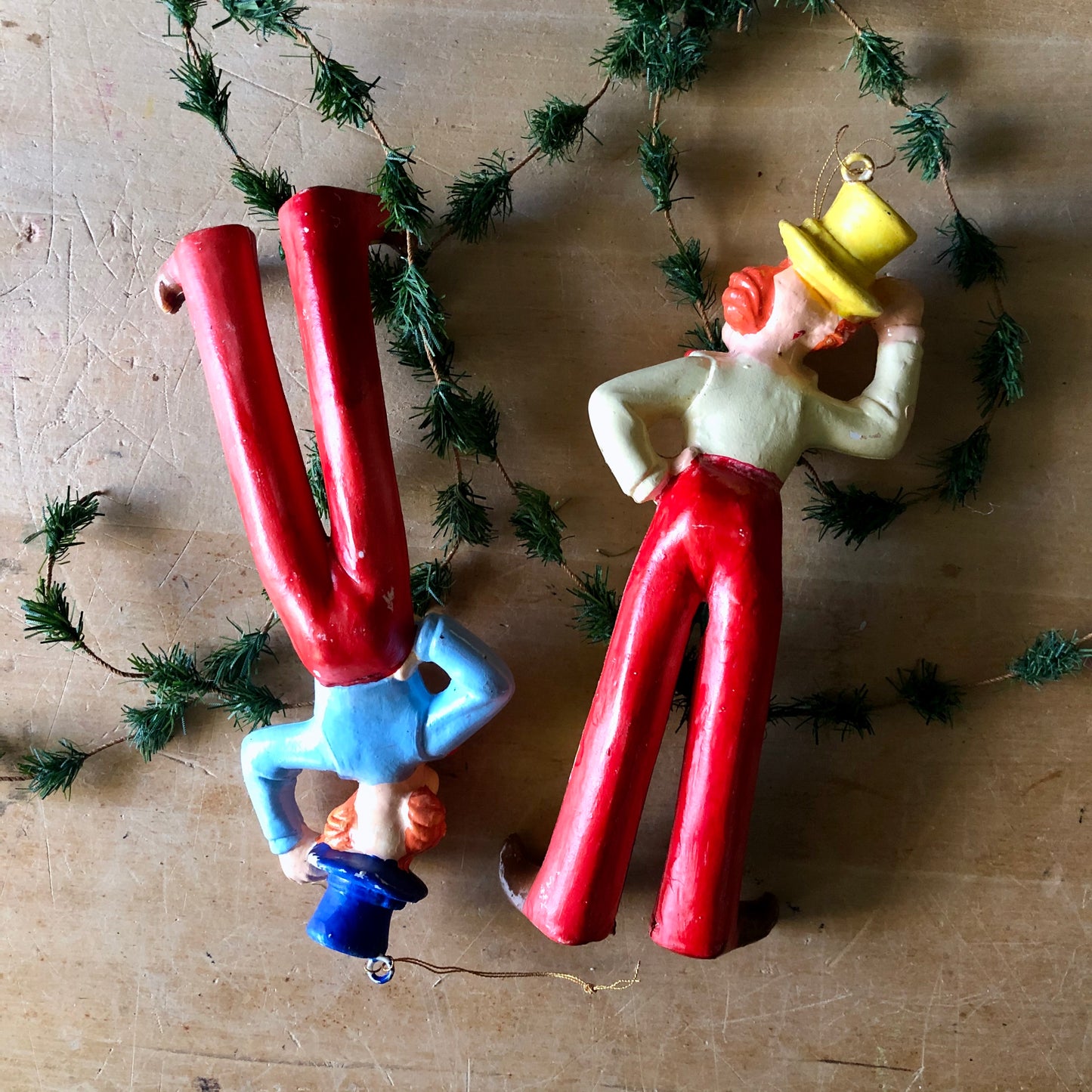 Vintage Silvestri Plastic Clown Ornaments (c.1950s)