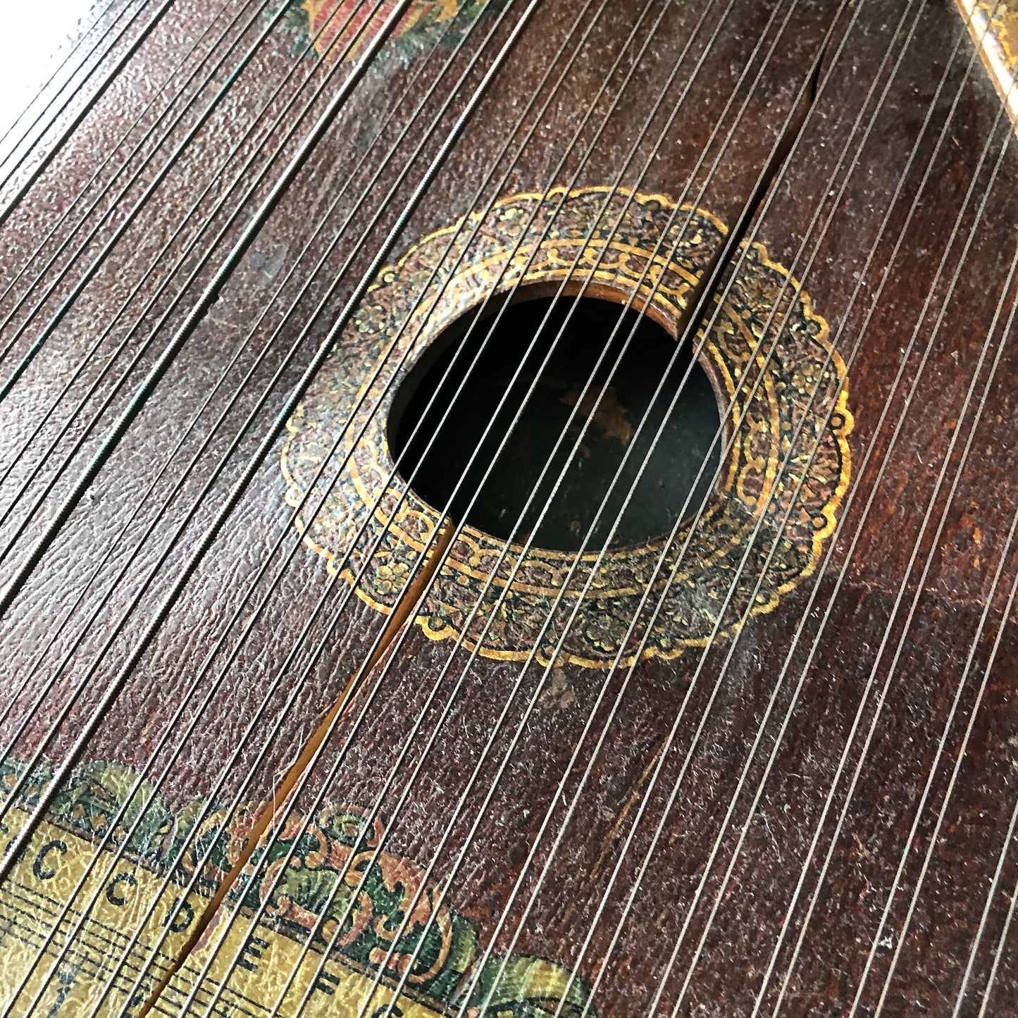 Antique Zither Instrument with Eagle Emblem (c.1920s)